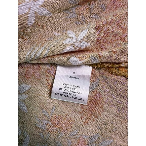 Pink Rose Womens Open Blouse Sz M Floral Rayon D588 - Picture 5 of 9